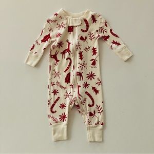 Hanna Andersson 50 Newborn 3 Months Holiday Christmas Pajamas Zip Deer Organic